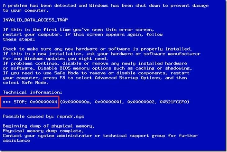 0x00000004 Blue Screen Error