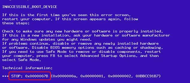 0x0000007b Windows Error