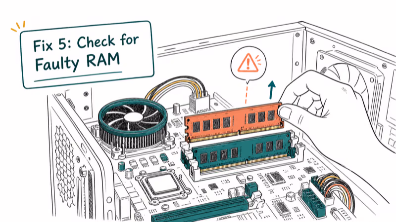 Hand-drawn illustration: Fix 5: Check for Faulty RAM