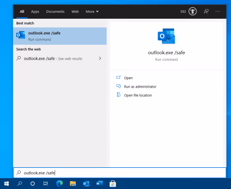 Launch MS Outlook in Safe Mode