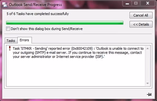 0x80042109 Outlook Error