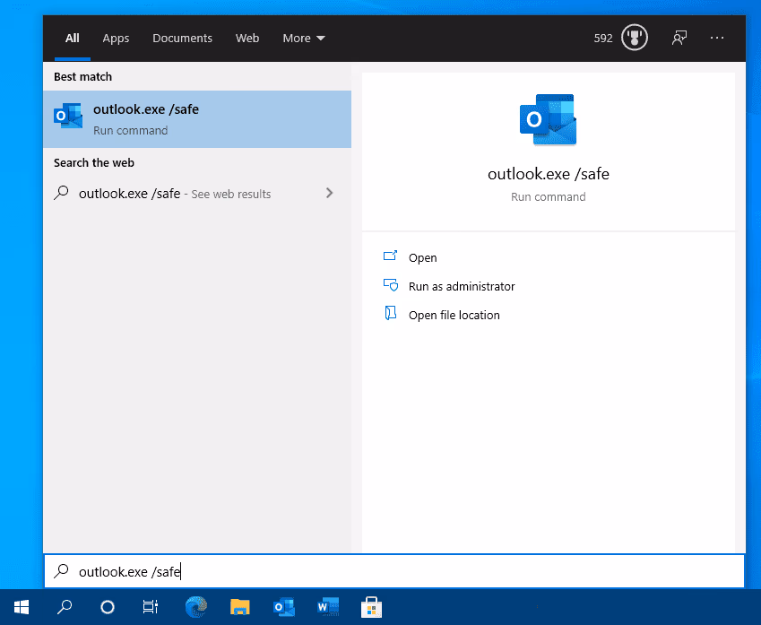 Launch Microsoft Outlook in Safe Mode 