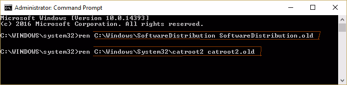 ren C:\Windows\SoftwareDistribution SoftwareDistribution.old