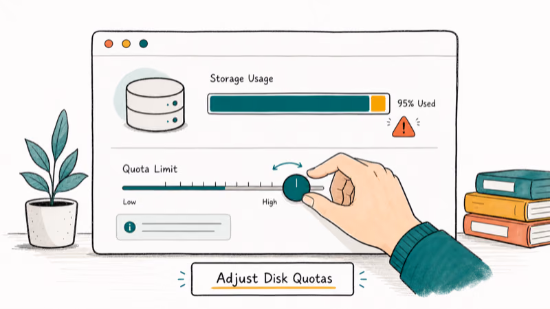 Hand-drawn illustration: Adjust Disk Quotas