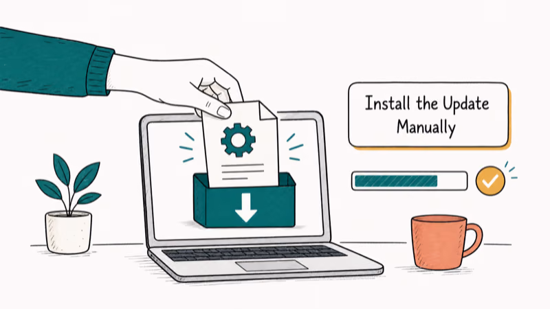 Hand-drawn illustration: Install the Update Manually