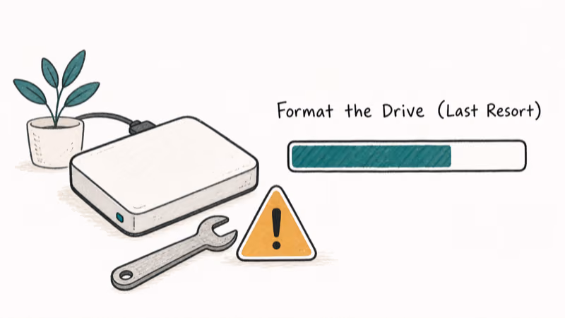 Hand-drawn illustration: Format the Drive (Last Resort)