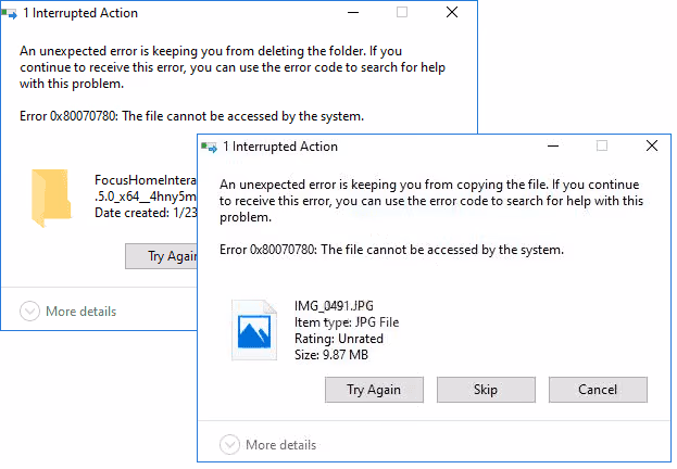 Error Code 0x80070780