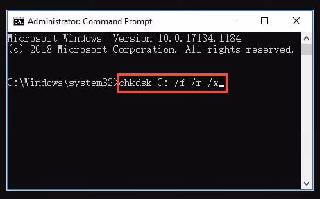Run CHKDSK to fix 0xc0000098 Windows 10 error