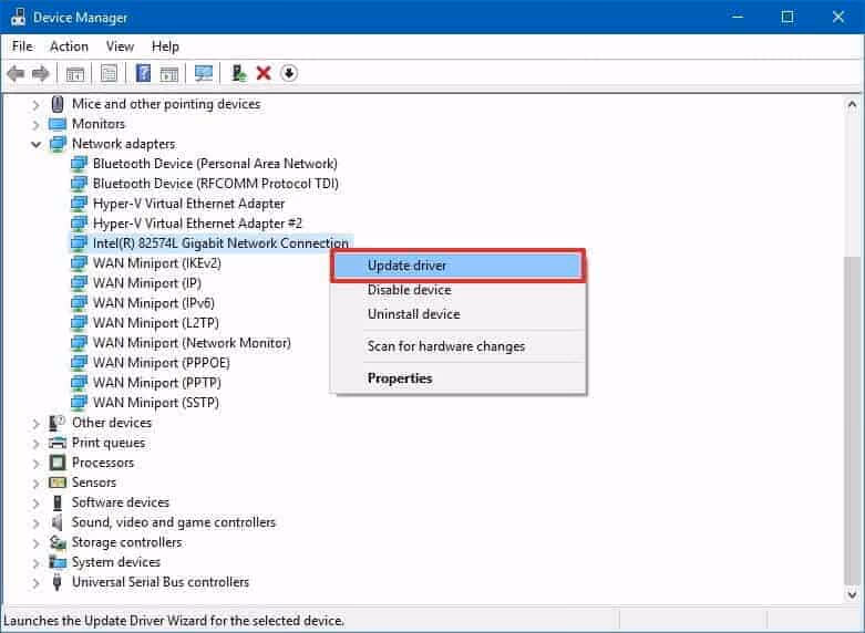 Manual method to update the driver