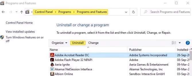 Uninstall the application and reinstall it