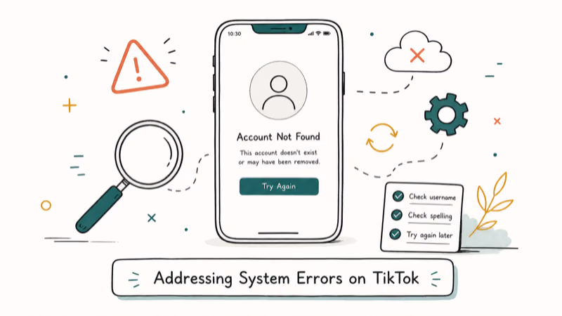 Hand-drawn illustration: Addressing System Errors on TikTok