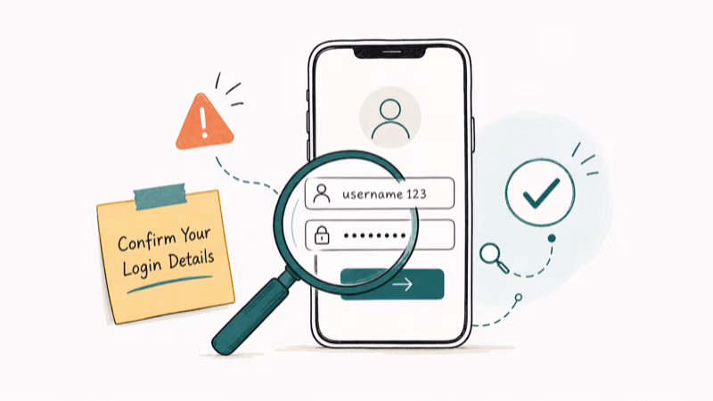 Hand-drawn illustration: Confirm Your Login Details