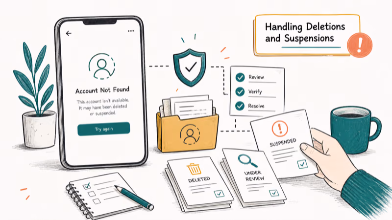 Hand-drawn illustration: Handling Deletions and Suspensions
