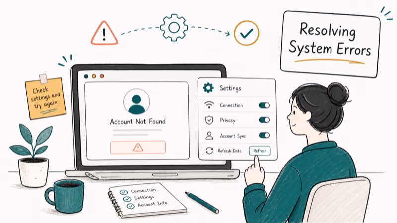 Hand-drawn illustration: Resolving System Errors