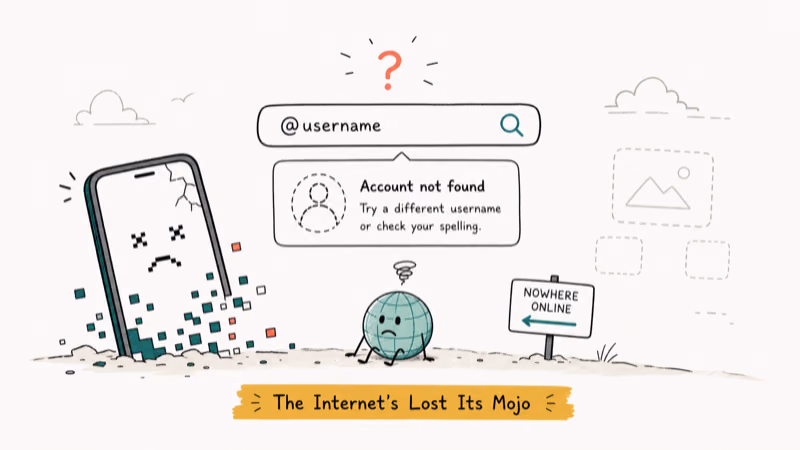 Hand-drawn illustration: The Internet's Lost Its Mojo