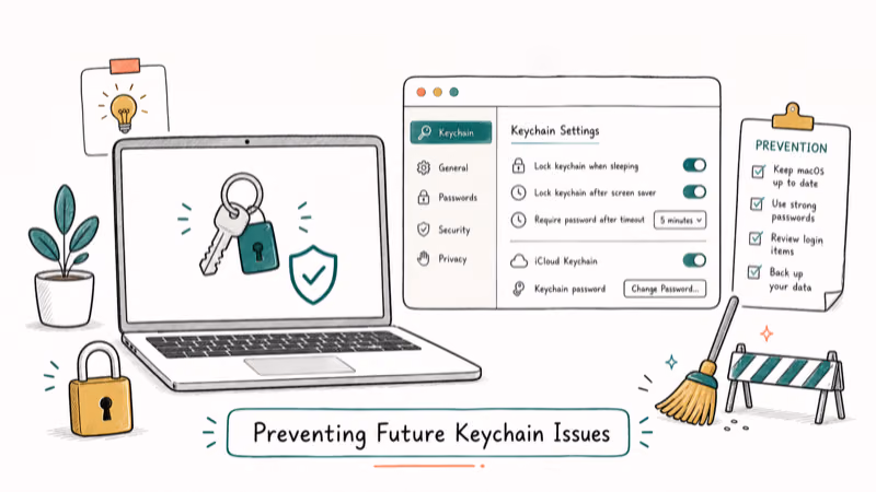 Hand-drawn illustration: Preventing Future Keychain Issues