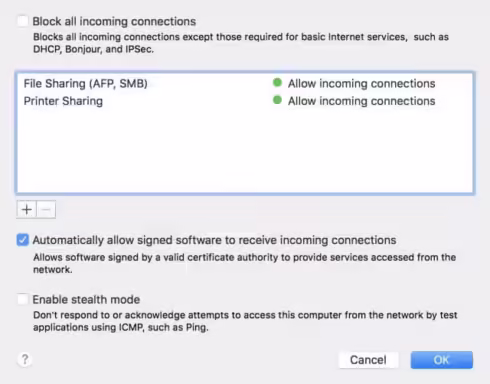 Verify Firewall Settings Mac
