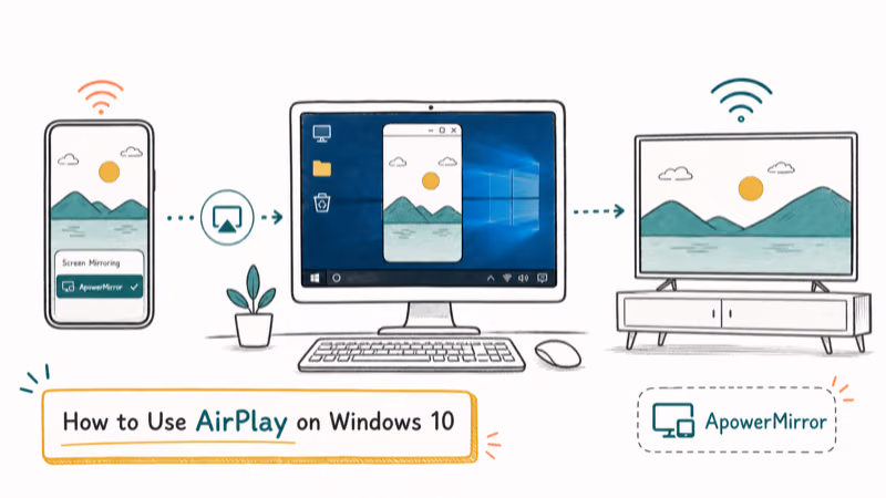 Hand-drawn illustration: ApowerMirror