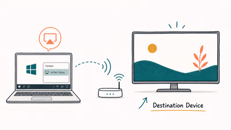 Hand-drawn illustration: Destination Device