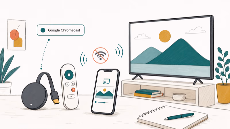 Hand-drawn illustration: Google Chromecast