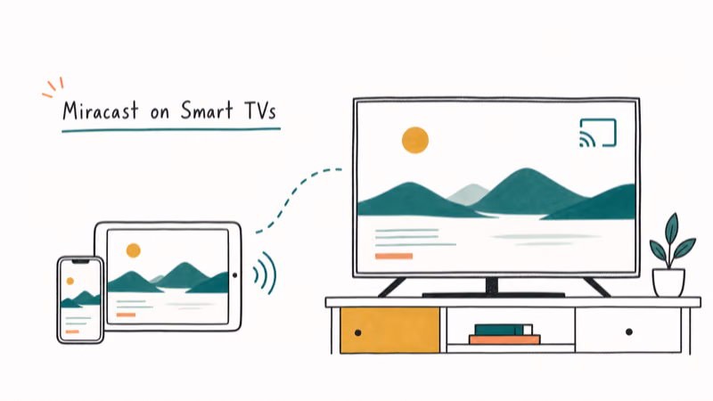 Hand-drawn illustration: Miracast on Smart TVs