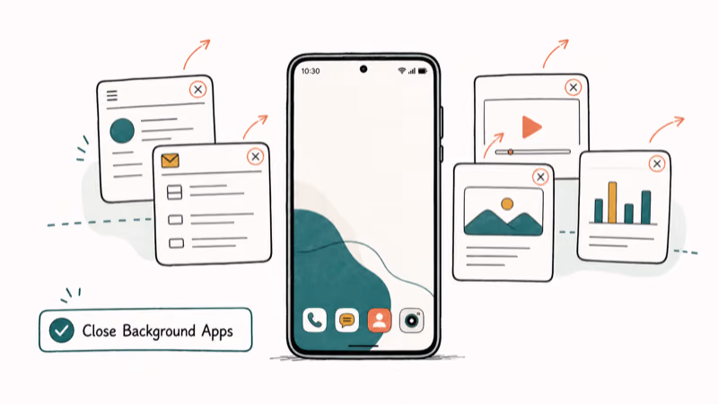 Hand-drawn illustration: Close Background Apps