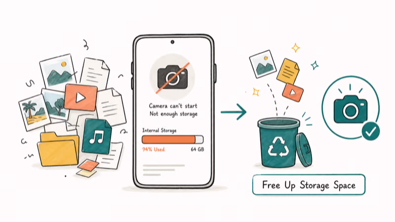 Hand-drawn illustration: Free Up Storage Space