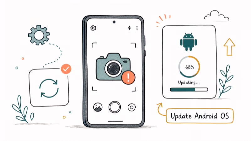 Hand-drawn illustration: Update Android OS