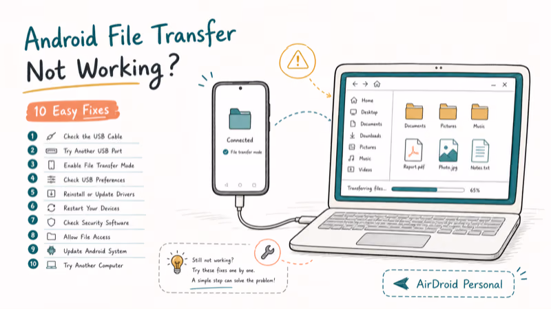 Hand-drawn illustration: AirDroid Personal
