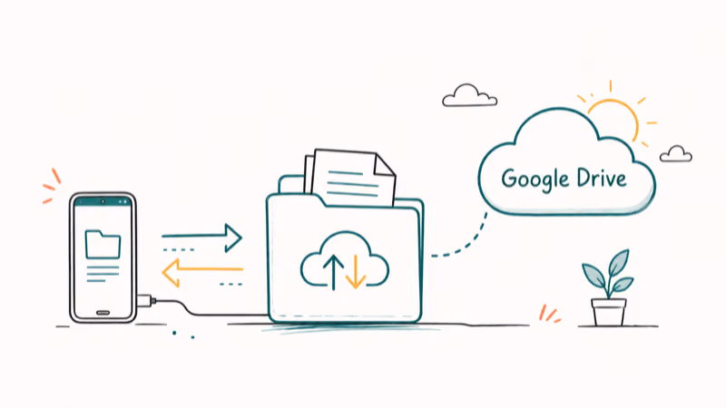 Hand-drawn illustration: Google Drive