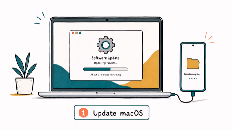 Hand-drawn illustration: Update macOS