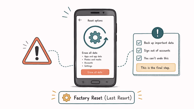 Hand-drawn illustration: Factory Reset (Last Resort)
