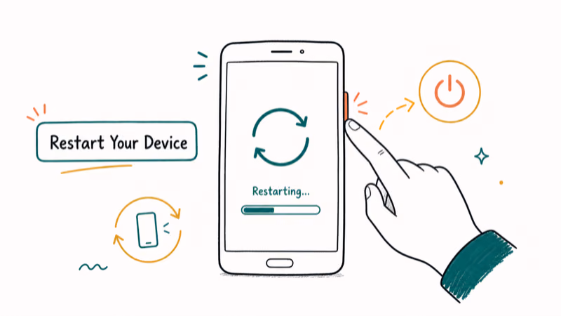 Hand-drawn illustration: Restart Your Device