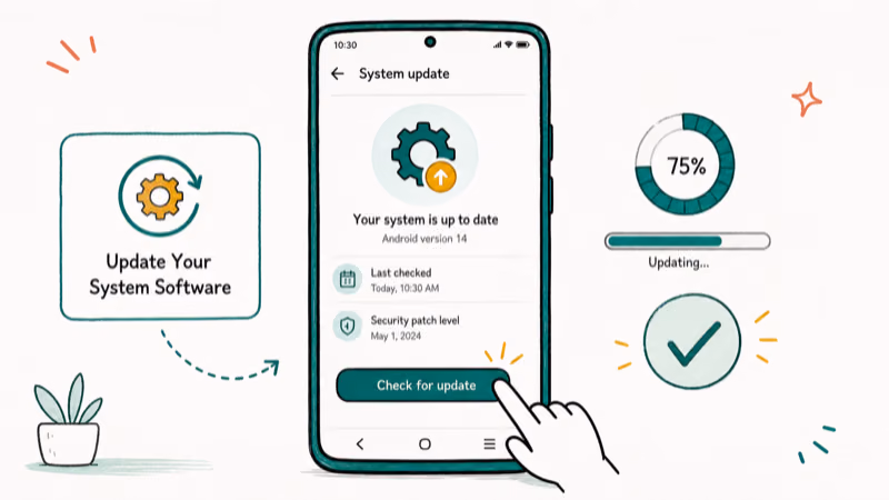 Hand-drawn illustration: Update Your System Software