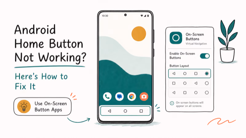 Hand-drawn illustration: Use On-Screen Button Apps