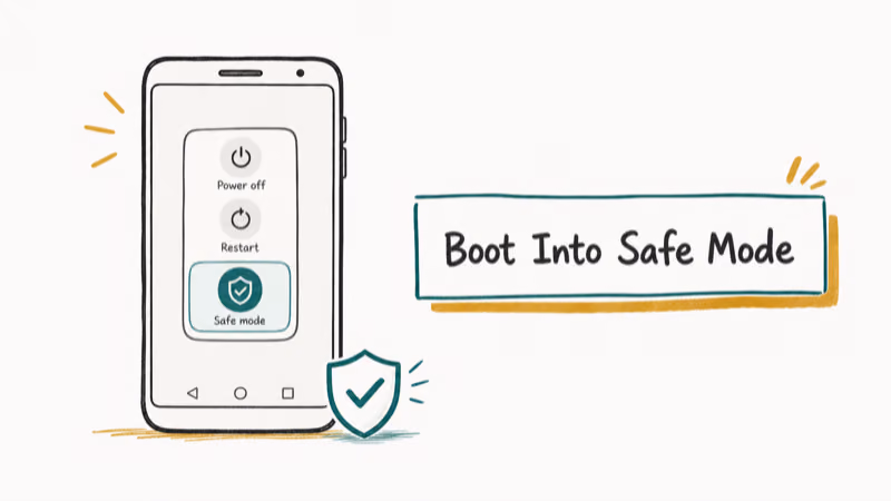 Hand-drawn illustration: Boot Into Safe Mode