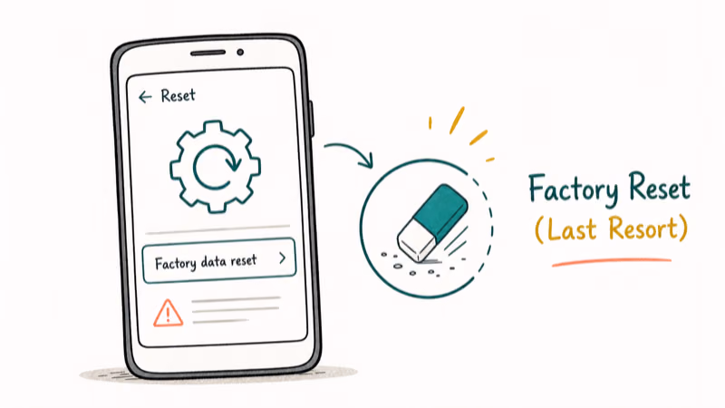 Hand-drawn illustration: Factory Reset (Last Resort)