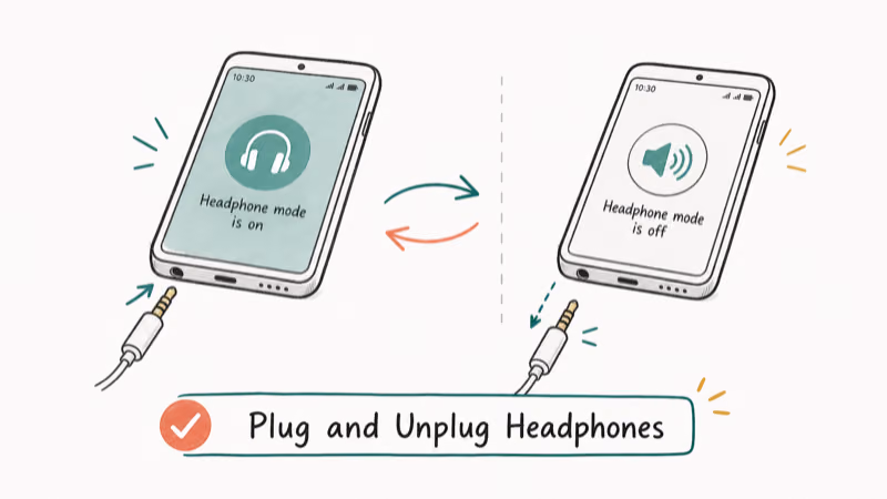 Hand-drawn illustration: Plug and Unplug Headphones