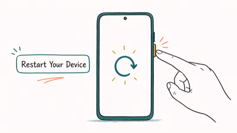 Hand-drawn illustration: Restart Your Device
