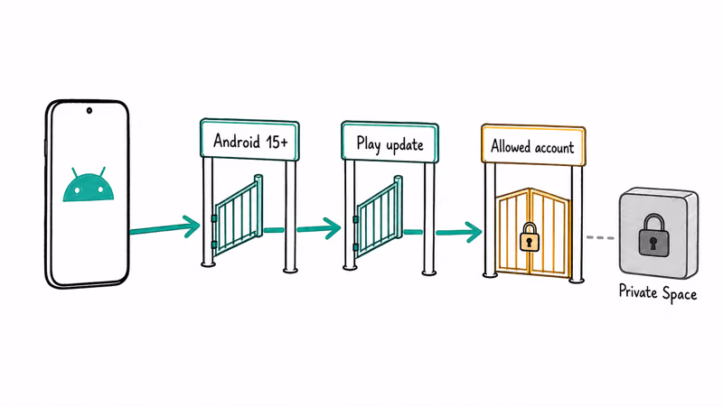 Three eligibility gates an Android phone must pass to unlock Private Space