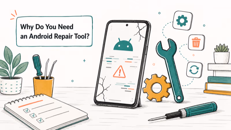 Hand-drawn illustration: Why Do You Need an Android Repair Tool?