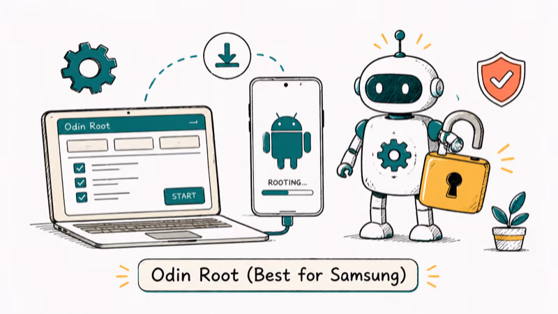 Hand-drawn illustration of Odin Root (Best for Samsung)