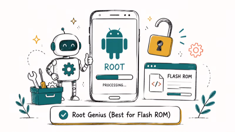 Hand-drawn illustration of Root Genius (Best for Flash ROM)