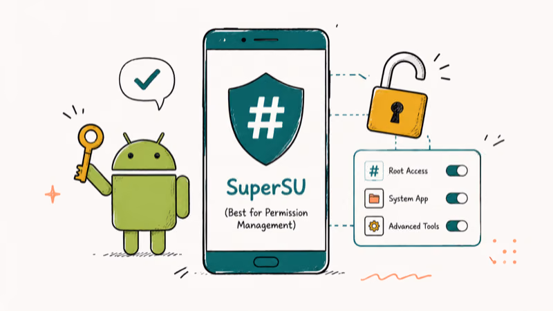 Hand-drawn illustration of SuperSU (Best for Permission Management)