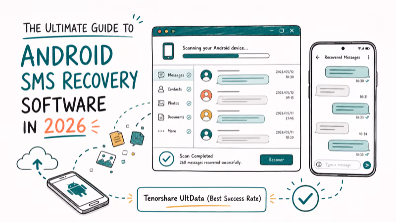 Hand-drawn illustration: Tenorshare UltData (Best Success Rate)