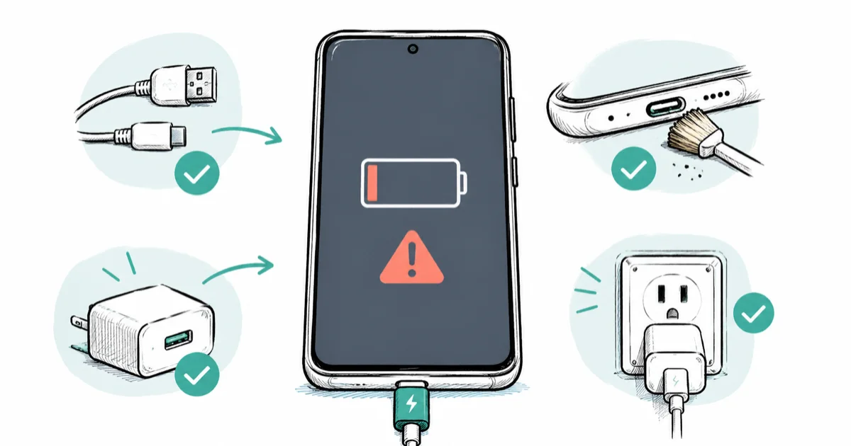 Android Won't Charge? 10 Fixes for Slow or No Charge cover image