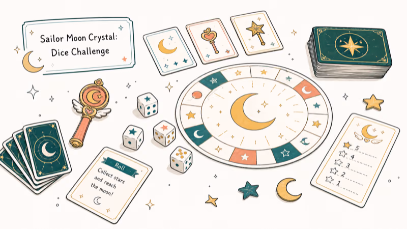 Hand-drawn illustration: Sailor Moon Crystal: Dice Challenge