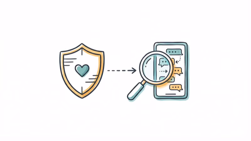 Shield and magnifying glass icons representing privacy and traceability of anonymous messages