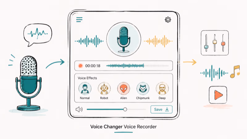 Hand-drawn illustration of Voice Changer Voice Recorder