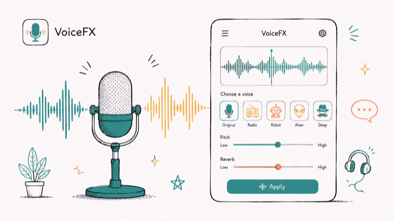 Hand-drawn illustration of VoiceFX